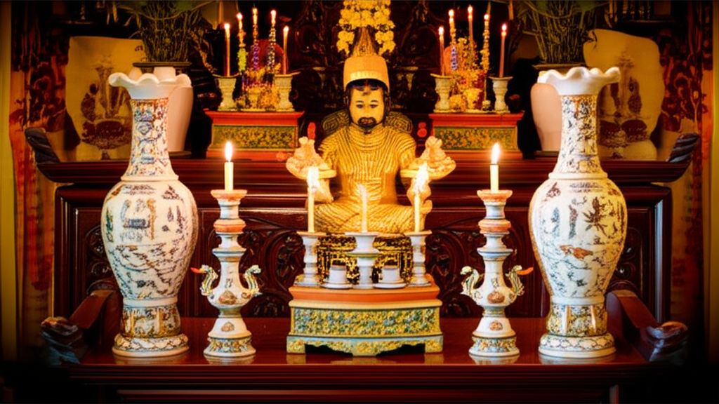 Lục bình chạm cửu long đặt hai bên bàn thờ gia tiên