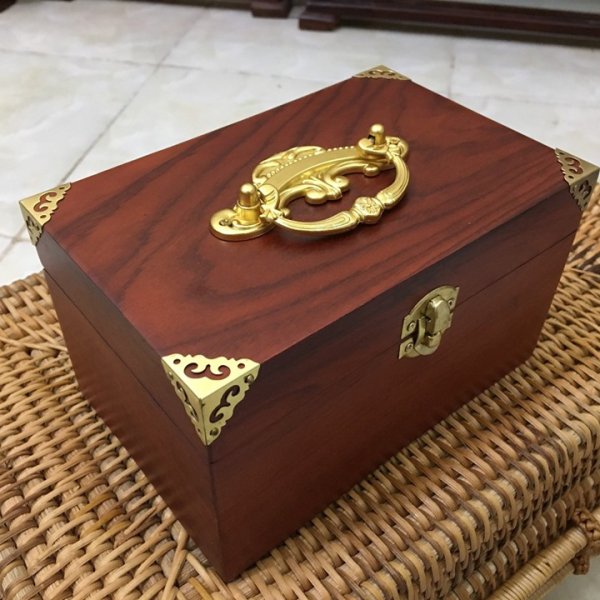 Hộp trang sức quai xách gỗ hương 22 cm